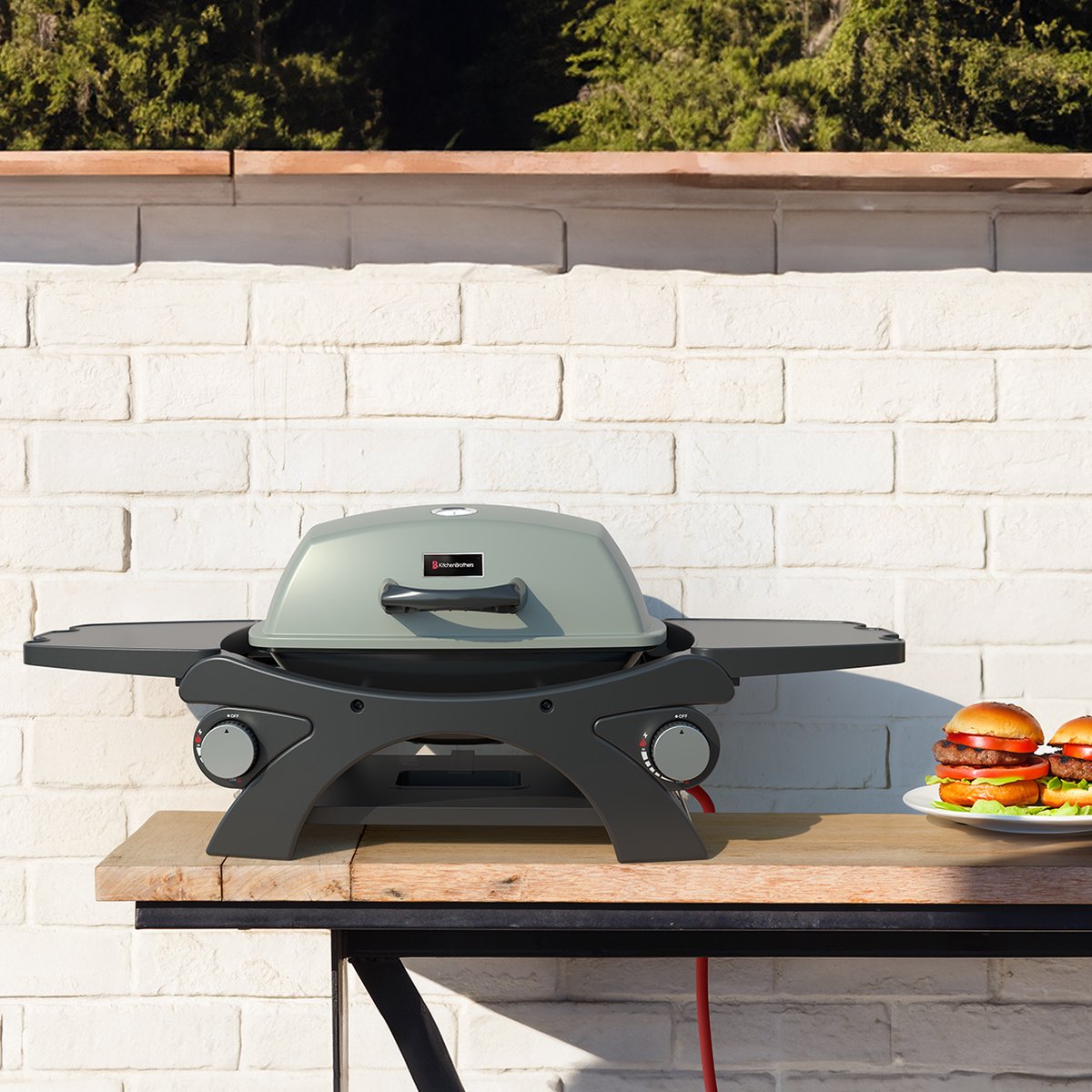 KitchenBrothers Gas BBQ - Tafelmodel Barbecue - Tafelbarbecue - PFAS Vrij - Anti-aanbaklaag - 37x48 cm Grilloppervlak - Zwart – foto 7