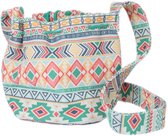 Tas Dames - Bucket Bag met Zomerse Print - Kwastjes - 24x17 cm - Groen