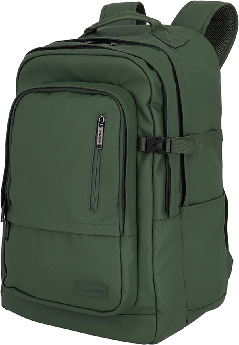 Travelite Basic Backpack – Waterafstotende Rugzak 28L met Laptopvak - Olive green – foto 7