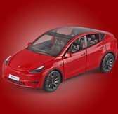 Nezr® Auto Speelgoed Jongens - Tesla Model Y - Modelauto - Geluid en Licht - 1:24 - Rood