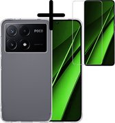 Hoes Geschikt voor Xiaomi Poco X6 Pro 5G Hoesje Siliconen Back Cover Case Met Screenprotector - Hoesje Geschikt voor Xiaomi Poco X6 Pro Hoes Cover Hoesje - Transparant
