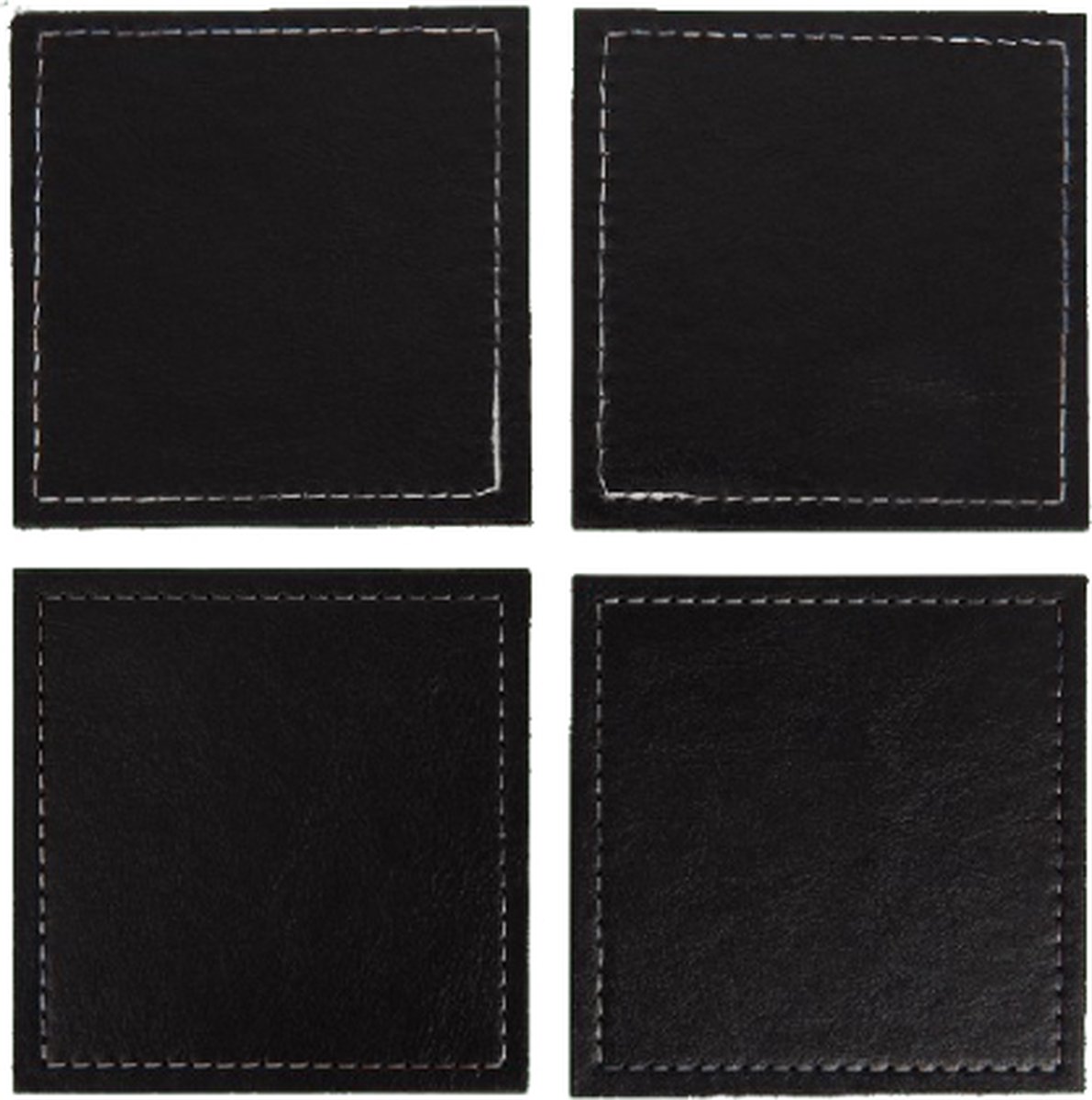 Onderzetters LEVAN - Vierkant - Zwart / Wit - Imitatie leer - 10 x 10 cm - Set van 4