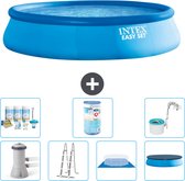Intex Rond Opblaasbaar Easy Set Zwembad - 457 x 107 cm - Blauw - Inclusief Pomp - Ladder - Grondzeil - Afdekzeil Onderhoudspakket - Filter - Skimmer