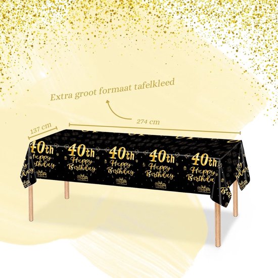 50e verjaardag tafelkleed zwart goud, 137 x 274 cm zwart goud 50e verjaardagsfeestje tafeldecoratie plastic waterdichte rechthoekige tafelkleed voor mannen vrouwen hem haar verjaardagscadeaus partij