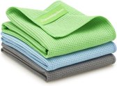 Kleine droogdoek (S) 3-pack | 3 kleuren, groen, grijs & blauw | GEWELDIGSCHOON