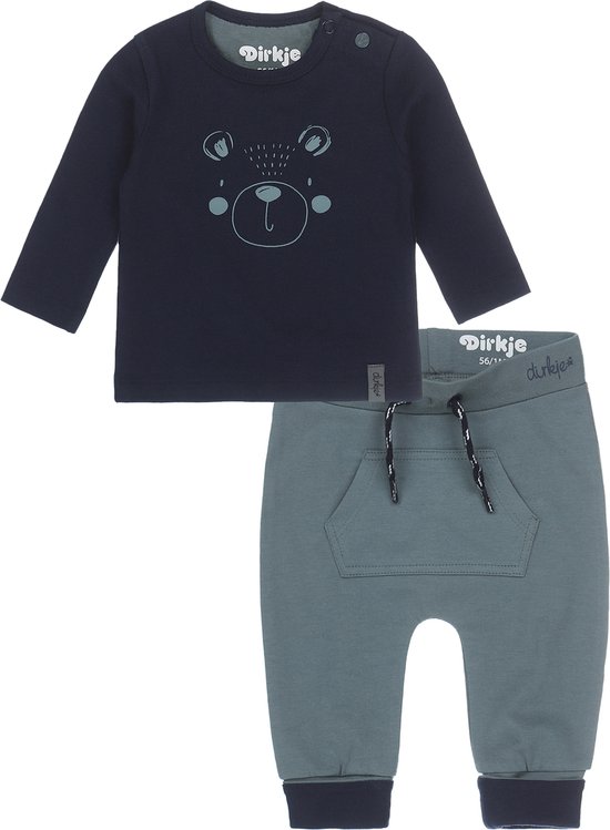 Foto: Dirkje bio basic set 2delig broek shirt met beertjes maat 74