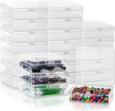 Opbergdozen Kleine doorzichtige plastic doos met klikdekselset (24 stuks) - L9,4 x B9,4 x H2,8 cm - Mini-opbergdoos voor pillen, kralen, sieraden, knutselartikelen en kleine onderdelen