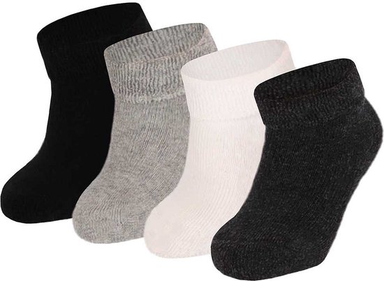 Apollo - Chaussettes antidérapantes Bébés - Multi Grijs - Paquet de 4 - Taille 74/86 - Chaussettes d'intérieur