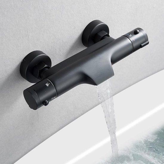 Ben Engraved Line douchethermostaat afbouwdeel met omstelrichting mat zwart