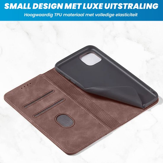 Étui Bookcase iPhone 11 - Magnétique - Cuir - Portefeuille - Étui livre - Portefeuille - Étui à rabat - Apple iPhone 11 - Marron foncé