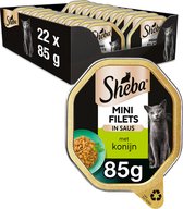 Sheba Kattenvoer Mini Filets - Adult - Natvoer - Konijn in Saus - kuipjes 22 x 85g