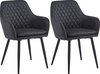 Colenis® - Chaise de salle à manger Laura - Set de 2 - Grijs - Microfibre - Design