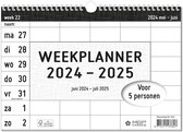 MGPcards - Weekplanner 2024-2025 - Familie planner - 27 x 24,5 cm - 5 personen - Week begint op maandag - 14 Maanden - Kalender - Wire O - Schoolperiode