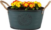 Sunnydays Teil/plantenpot/bloempot - zink - petrolblauw - L29 x D18 x H15 cm