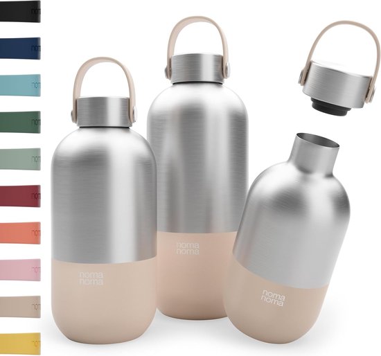 RVS "Isoleerfles" 1 Liter - Lekvrije Thermosfles 500 ml, 750 ml & 1 L - Isoleerfles voor koolzuurhoudende dranken - Klimaatneutraal & BPA-vrij - Chai Beige