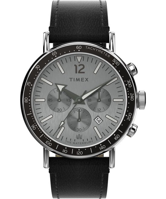 Timex Standard Chrono TW2W47400 Horloge - Leer - Zwart - Ø 43 mm