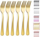 Roestvrijstalen vorken set van 6, 20,8 cm gouden titanium coating vorken, tafelvorken, bestekvorken, geschikt voor huishoudens, restaurants, vaatwasmachinebestendig