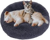 Pluizige Donut Hondenmand - Ronde Warme Mand voor Honden en Katten - Comfortabel Slaapzak Design - Zachte Kussen Nest - Gemakkelijk Wasbaar -Donkergrijs (XL:80cm)