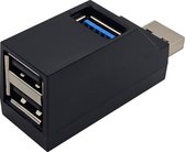 High Speed USB Splitter 3 poorten - Compacte USB Hub 3.0 / 2.0 - Verdeler Voor PC Laptop - Zwart