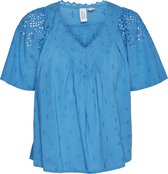 Vero Moda T-shirt Vmkaffa S/s V-neck Top Wvn Btq 10309014 Ibiza Blue Dames Maat - M