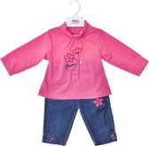 Baby C - Meisjes Outfit - Jeans & Top - Pink Flowers - Maat 6-9 mnd - 74
