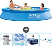 Intex Rond Opblaasbaar Easy Set Zwembad - 305 x 61 cm - Blauw - Inclusief Pomp Filters - Solarzeil - Schoonmaakset