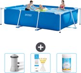 Intex Rechthoekig Frame Zwembad - 300 x 200 x 75 cm - Blauw - Inclusief Zwembadfilterpomp - Testrips - Chloor