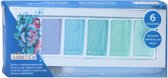 Metallic Waterverf Palet 6 kleuren voor kinderen en volwassenen - Waterverf Blauw/Groene kleuren Inclusief Brush Pen