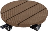 STILISTA Plantentrolley - Trolley - met wieltjes - Rond - Ø 30 cm - Max. belastbaar tot 100 kg - Hout