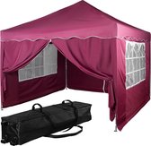 INSTENT Tuinpaviljoen Basic - Opvouwbaar - Met Opbergtas en 4 Zijwanden - Paviljoen - Partytent - 3 x 3 m - Rood