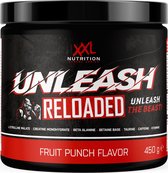 XXL Nutrition - Unleash Reloaded - Pré-entraînement avec L-Citruline, Beta-Alanine, Taurine, 250 mg de caféine - Pré-entraînement - Punch aux fruits