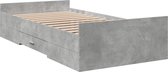 vidaXL - Bedframe - met - lades - bewerkt - hout - betongrijs - 100x200 - cm