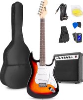 Guitare électrique avec amplificateur de guitare - MAX Gigkit - Perfect pour les débutants - avec accordeur de guitare, housse et médiator - Sunburst