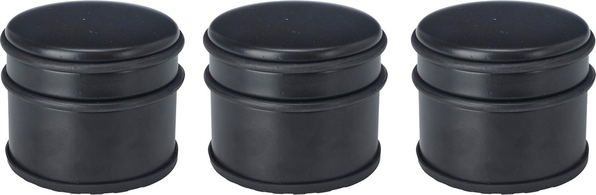 Deurstopper - 3x - rond - RVS - mat zwart - 9 x 9 x 7.5 cm - 1 kilo gewicht