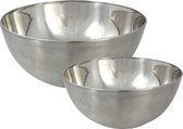 Svenska Living Voedsel serveer schalen set - 2x stuks - metallic zilver - RVS - Dia 19/23 cm - keuken