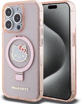 Hello Kitty iPhone 15 Pro Backcover hoesje Magsafe glitter – Roze