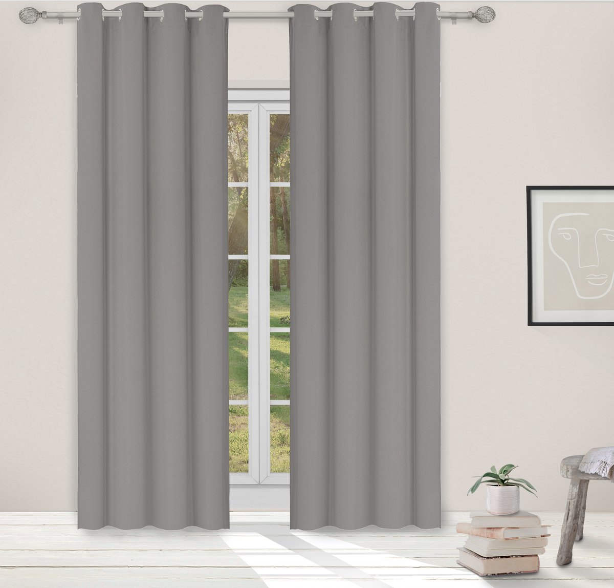 Light Guard 1x kant-en-klaar gordijn - verduisterend - isolerend - geluiddempend - met ringen - 140x280cm - flint grijs