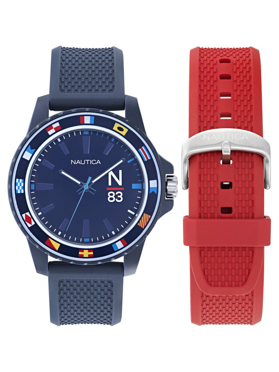 Nautica Finn World Analog Watch Case: 100% #Tide Ocean Material | Armband: 100% Bio-Based Pu 45 NAPFWF301, NAPFWF307