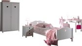 Vipack Complete kinderkamer Amori met nachtkast, bureau en 2-deurs kast - 90 x 200 cm - wit