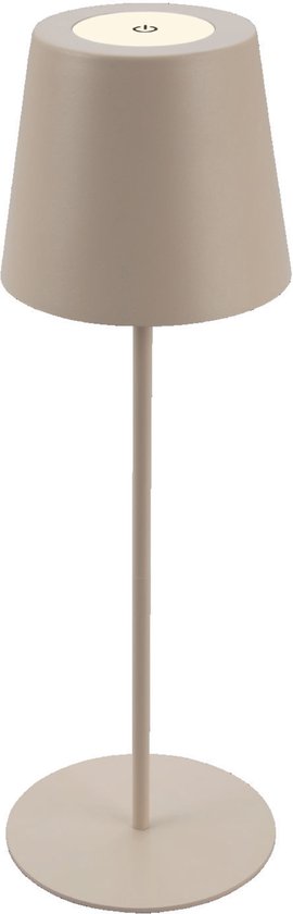 Trango Lampe de table LED beige 2017-03C sans fil et tactile à intensité variable 3 W 2700 K Wit chaud IP44 Lampe de table étanche rechargeable pour chambre à coucher, Jardin, restaurant, bar, terrasse, camping