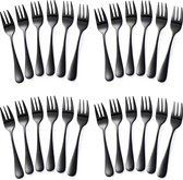 Alheco 24 fourchettes à pâtisserie - Inox - Petit set de fourchettes - Zwart