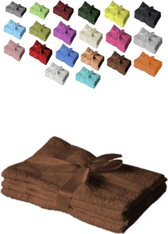 Bastix - Handdoek, set van 4, 50 x 100 cm, chocoladebruin