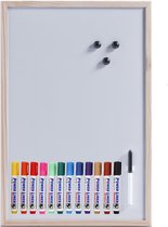 Zeller Magnetisch whiteboard/memobord - met houten rand - 40 x 60 cm - met 12x Power Liner stiften