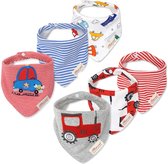 Bastix - Halsdoek voor baby's, 6 stuks, driehoekige doek, babyslabbetjes, katoen, bandanas, instelbaar, spuugdoek, super absorberend, halsdoeken, 0-36 maanden