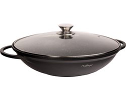 Cheffinger Wokpan XXL met Deksel - 40cm - Zwart - Inductie