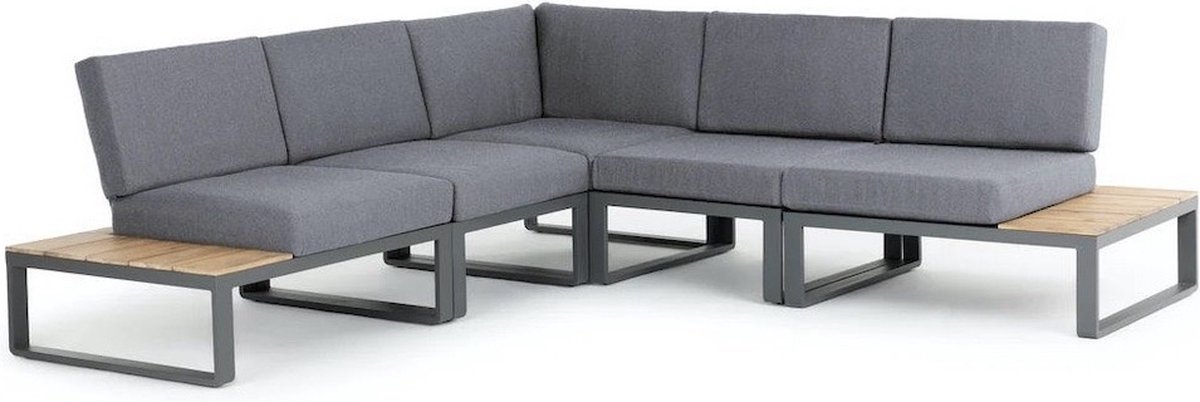 Faro hoek loungeset modulair 5 delig antraciet aluminium