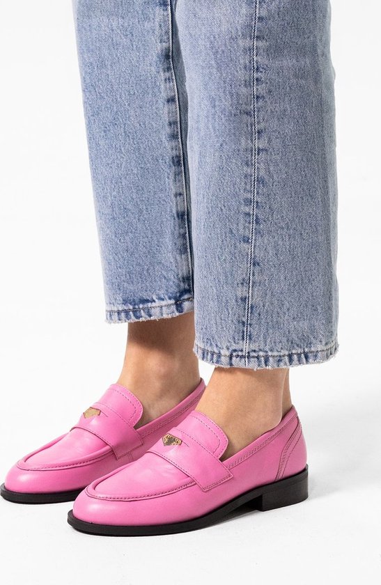 Sacha - Dames - Roze leren penny loafers - Maat 36