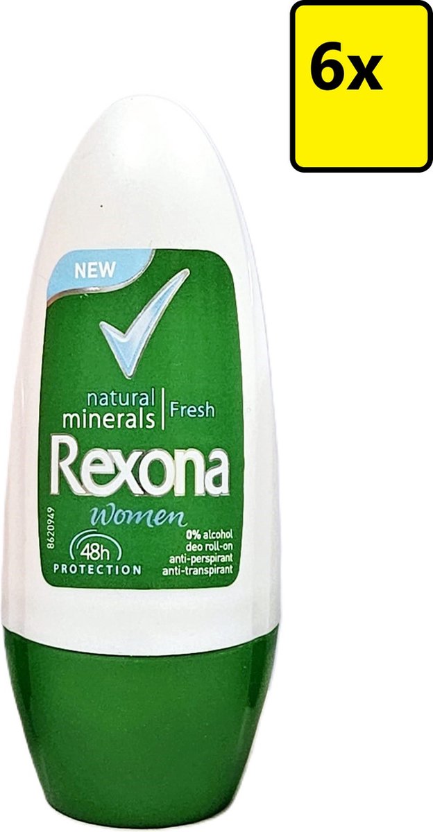 Goedkoopste Rexona Woman - Natural Minerals Fresh - 48H Protection Deo Roller - 6x 50ml