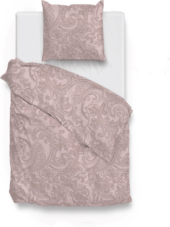 Luxe katoen dekbedovertrek Florine roze - eenpersoons (140x200/220) - modern uitstraling - zacht en ademend - fijn geweven - hoogwaardig kwaliteit