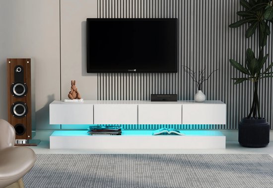 Gran Vida® - TV Meubel met LED Verlichting - Zwevend - 130 x 33 x 15